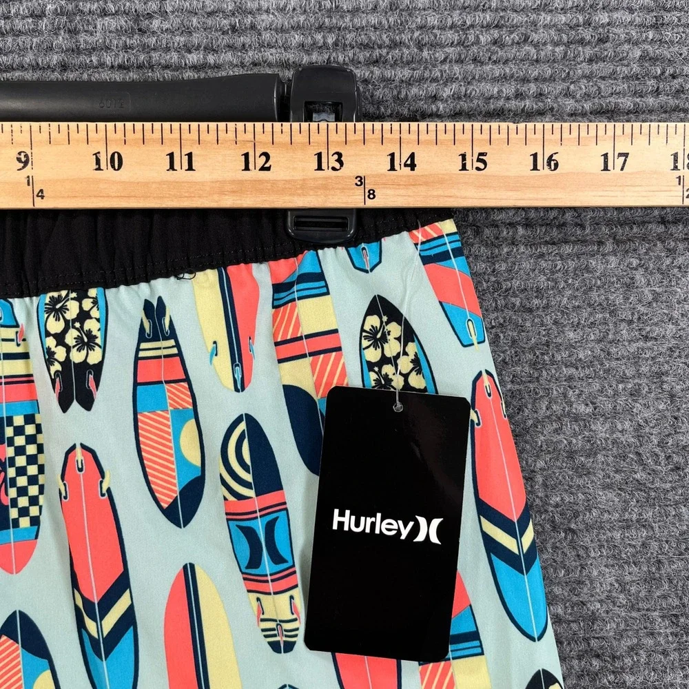 Hurley Board Shorts Boys XXL Surfboard Print Drawstring Swim Trunks Beachwear